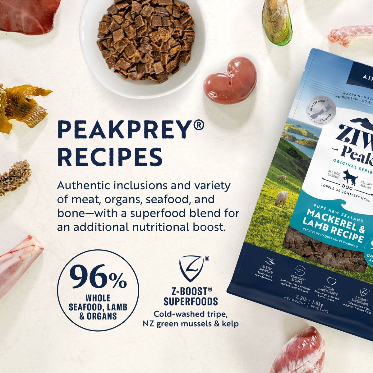 Ziwi Peak Mackerel and Lamb Grain-Free Air-Dried Dog Food