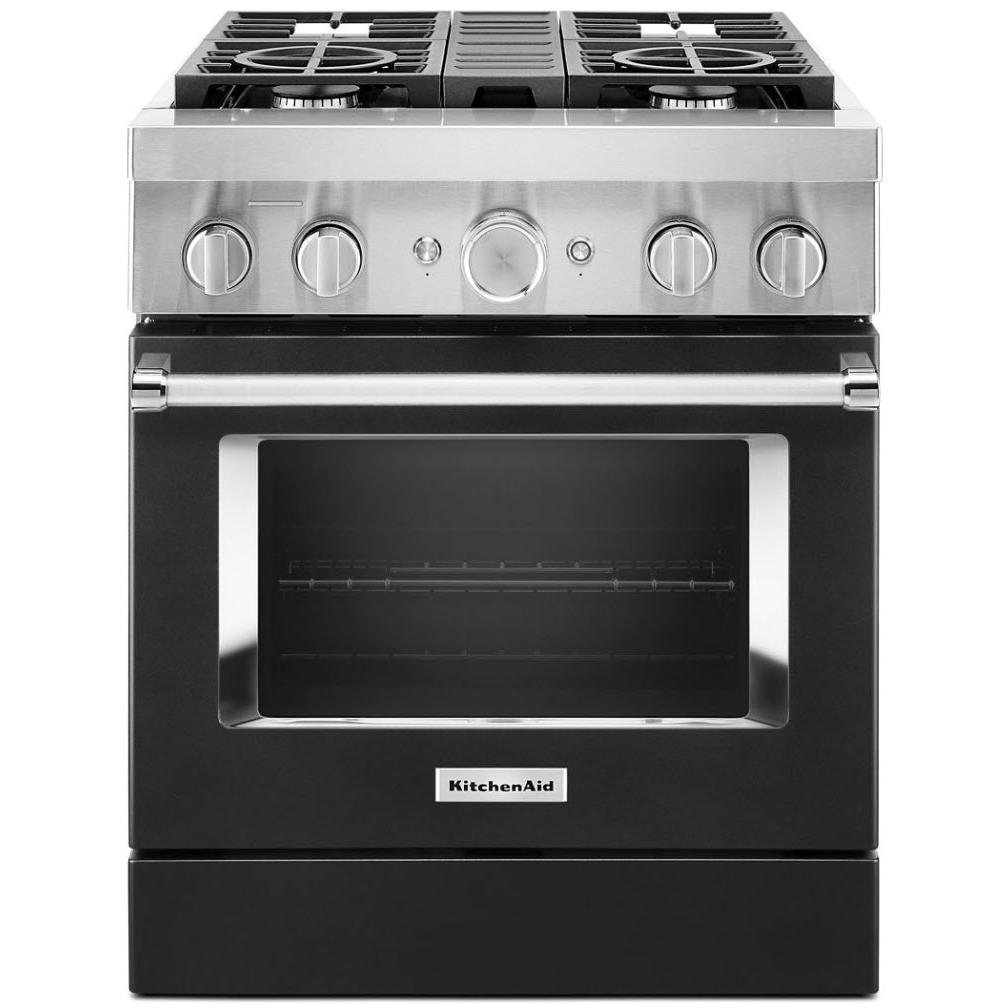 KitchenAid 30-inch Freestanding Dual Fuel Range with Even-Heat�True Convection KFDC500JBK