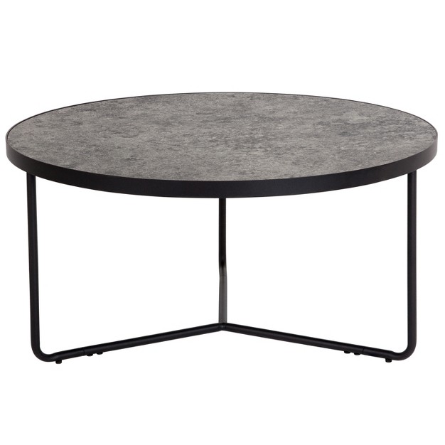 Round Indoor Coffee Table In Faux Concrete Finish Living Room Table