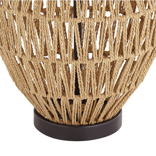 Tall Natural Wicker Oatmeal Drum Shade For Bedroom Living Room Bedside Nightstand Office Kids