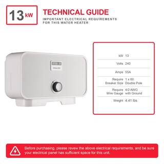 ATMOR 13 kW240V 2.25 GPM Residential Electric Tankless Water Heater with PRD Ideal for a Full Bathroom (2-Pack) AT-13WH-HD2PK