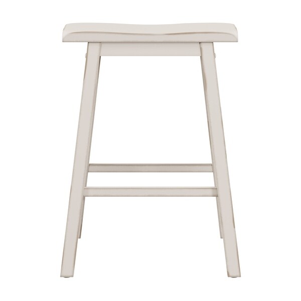 Moreno Wood Backless Counter Height Stool， Distressed Gray