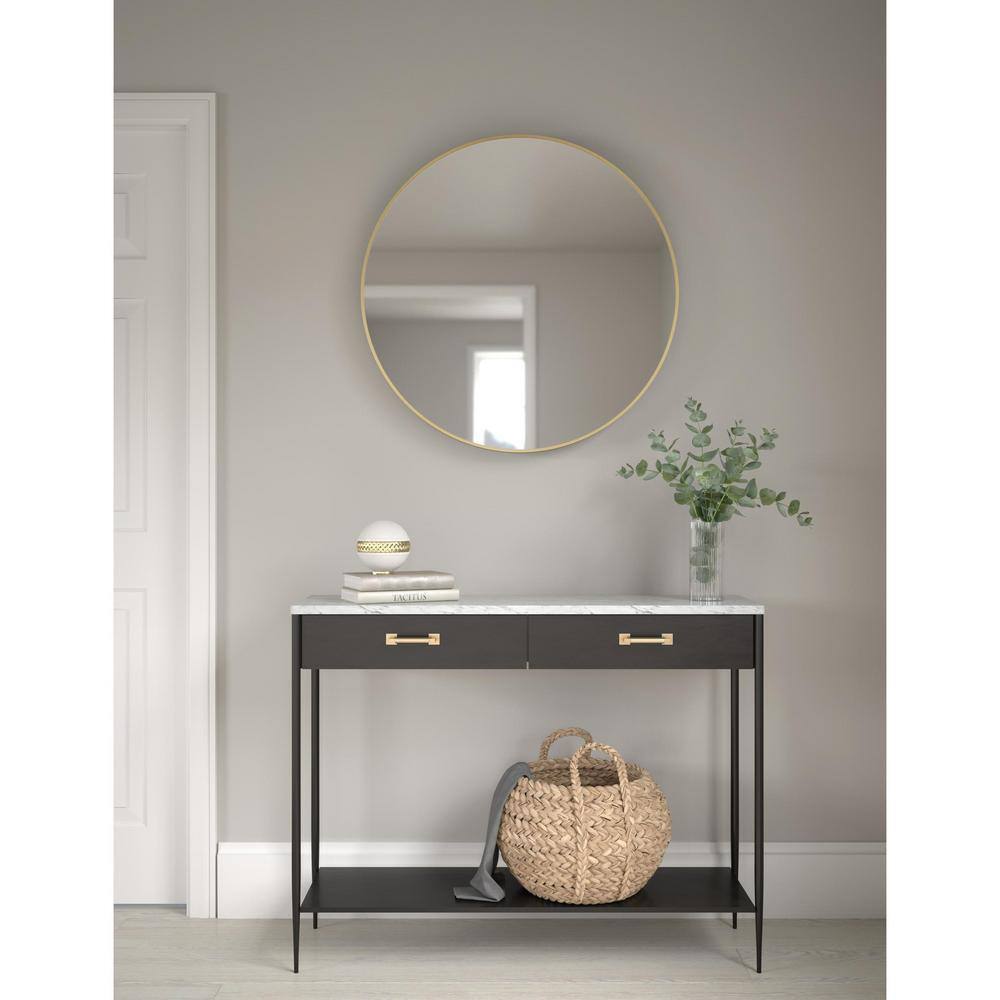 Delta 31 in. W x 31 in. H Framed Round Wall Bathroom Vanity Mirror in Matte Gold RRCTF31-MGD-R