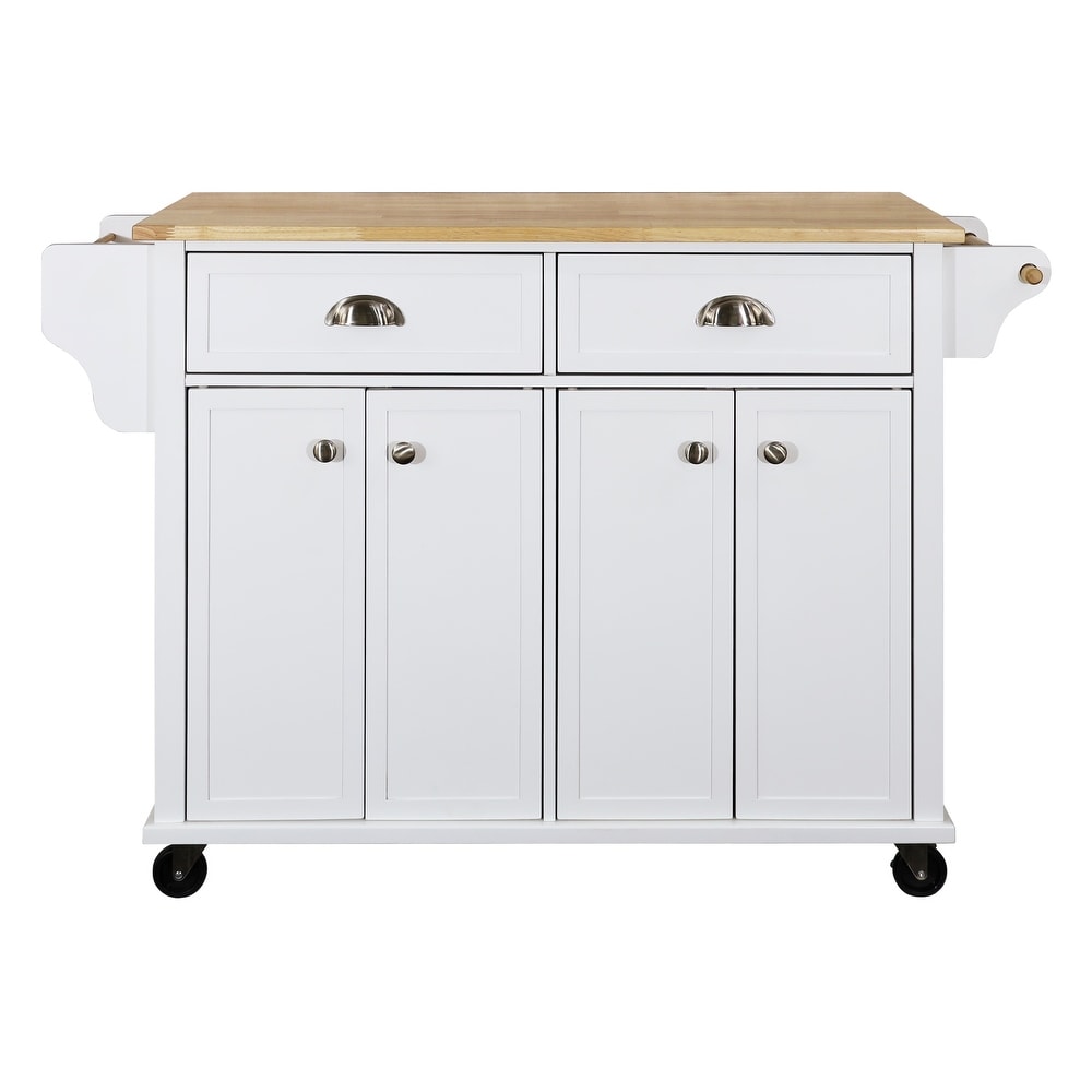 Rolling Kitchen Island Cart on Wheels w/ Drawers  Drop Leaf Breakfast Bar