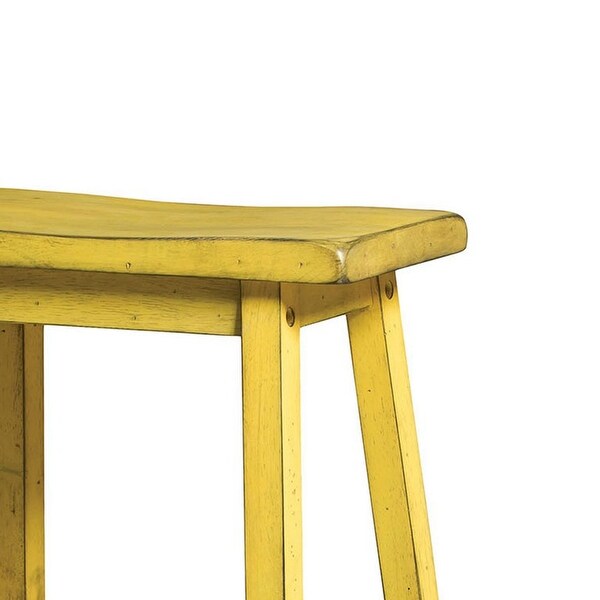 Wooden Bar Stool (Set-2)， Antique Yellow