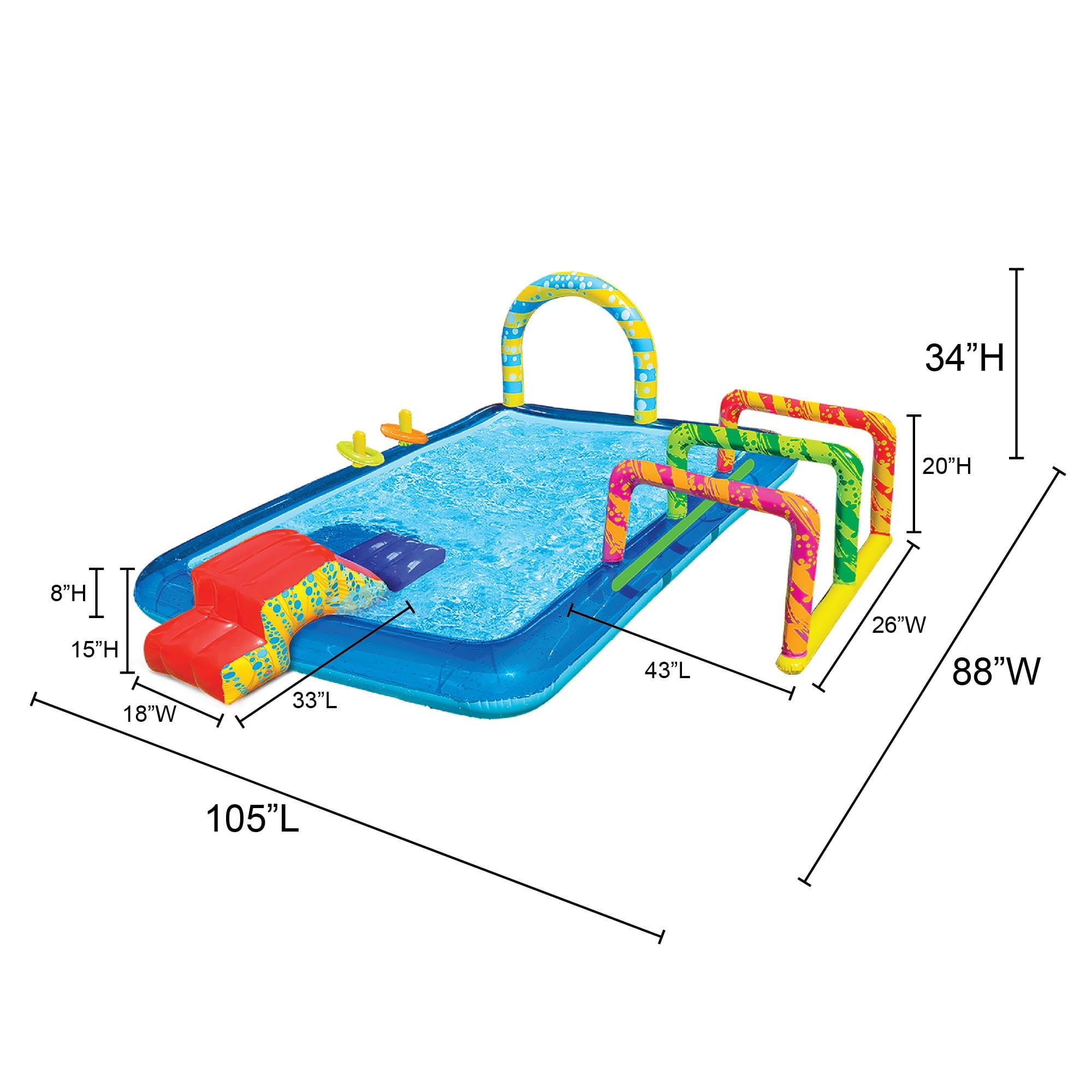 Banzai Obstacle Course Activity Pool w/ Sprinklers