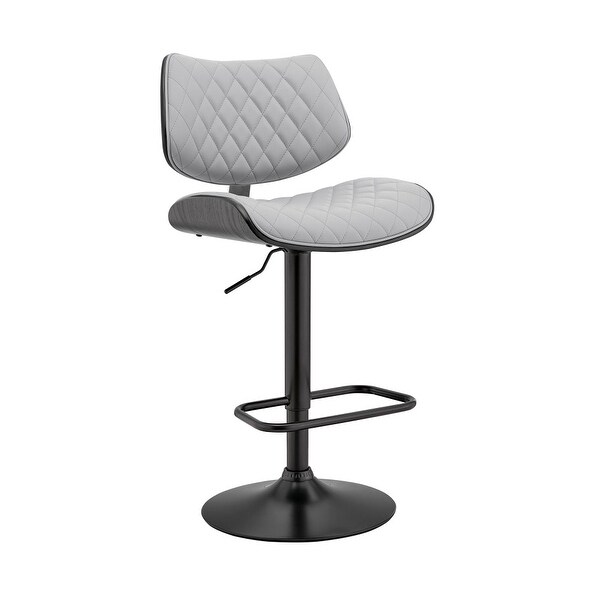 Metal and Faux Leather Adjustable Bar Stool