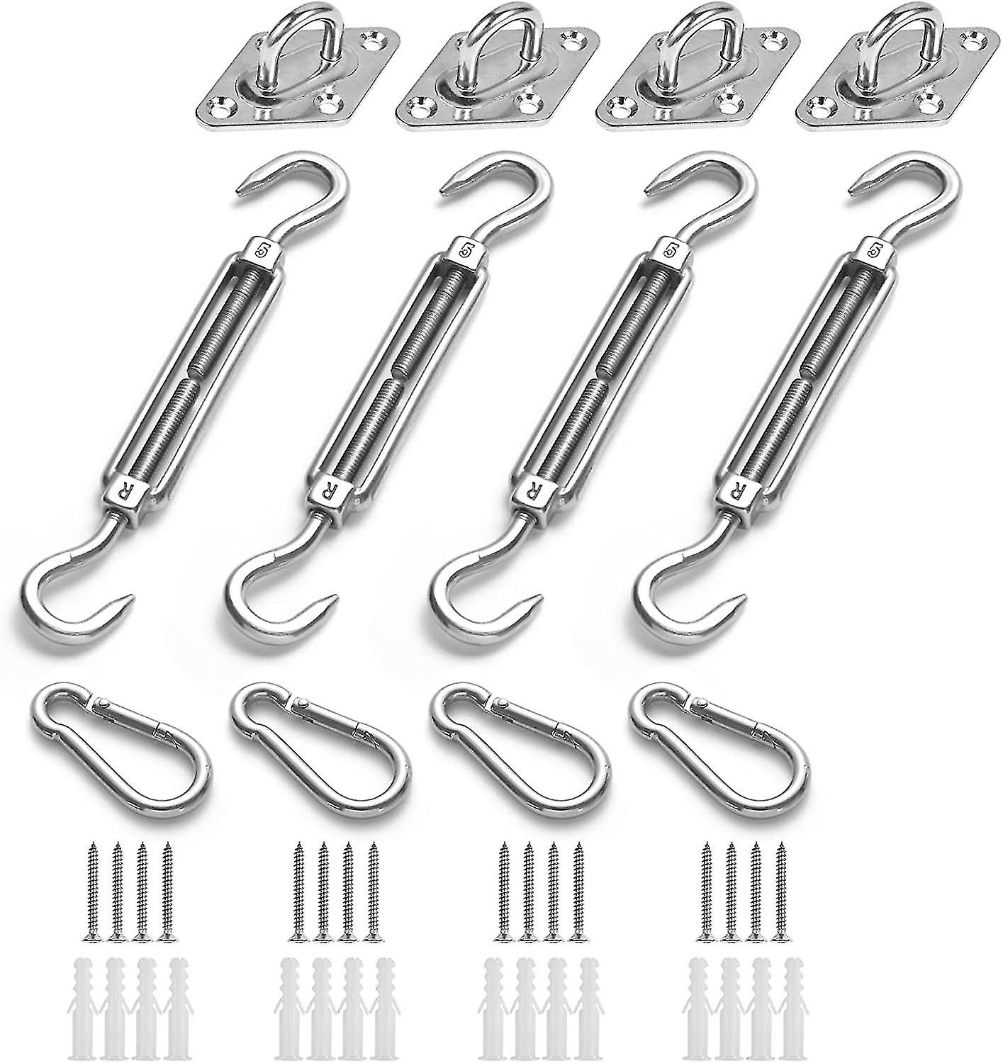 Awning Attachment Set， Heavy Duty Sun Shade Sail Stainless Steel Hardware Kit For Garden Triangle And Square， Rectangle， Sun Shade Sail Fixing Accesso