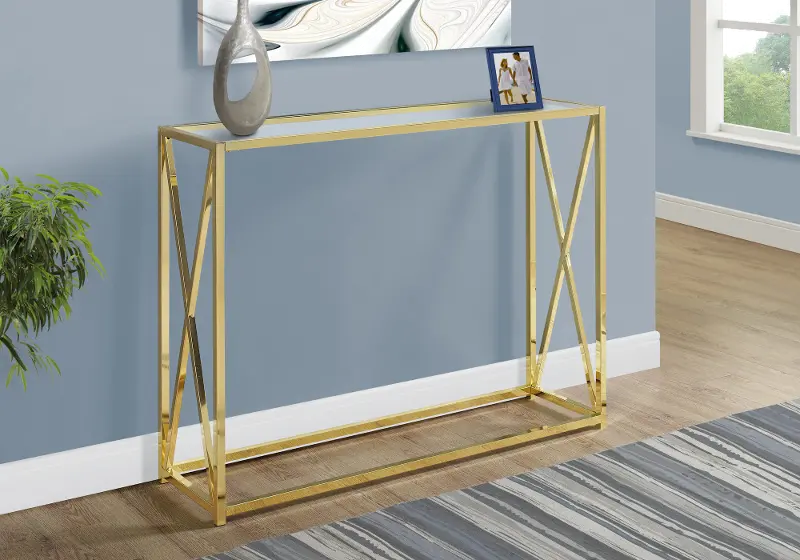 Gold Contemporary 42 Inch Metal Console Table