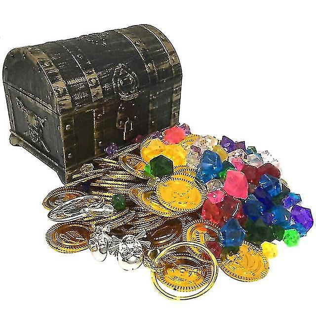 100pcs Pirate Treasure Chest Toy Kit Antique Big Treasure Chest Pirate Box Treasure Jewels Pirate Go