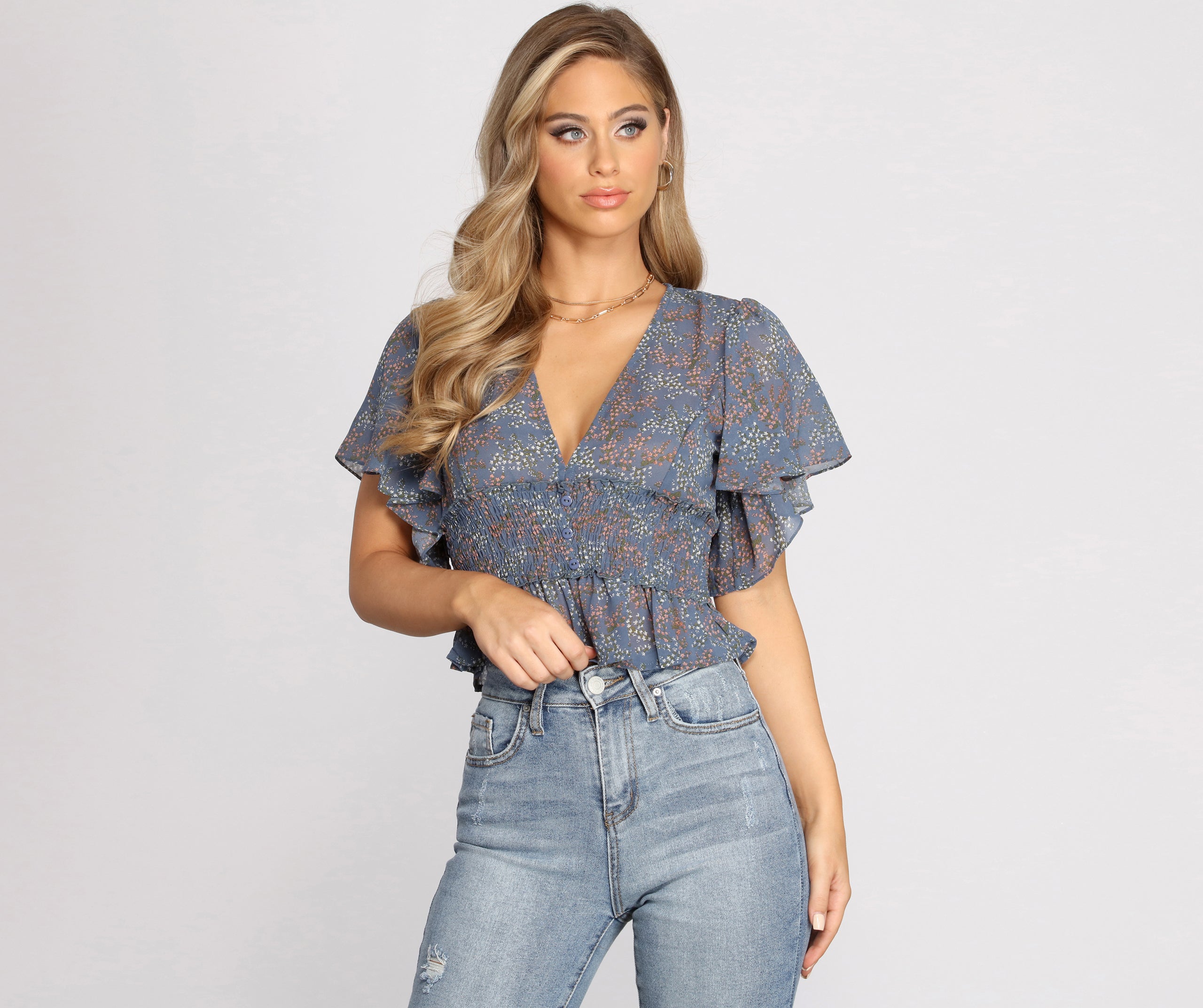 Flutter Some Hearts Floral Crop Top