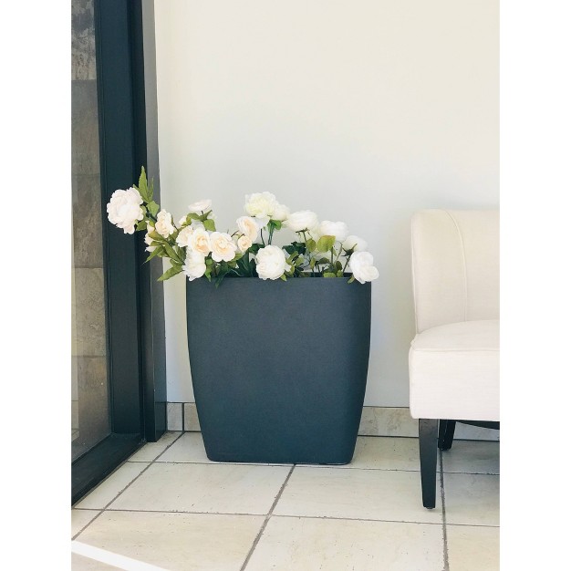 Kante Lightweight Modern Outdoor Concrete Oval Planter Charcoal Black Rosemead Home amp Garden Inc