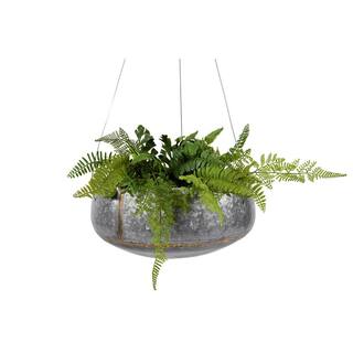 Storied Home Silver Iron Hanging Planter DA7381