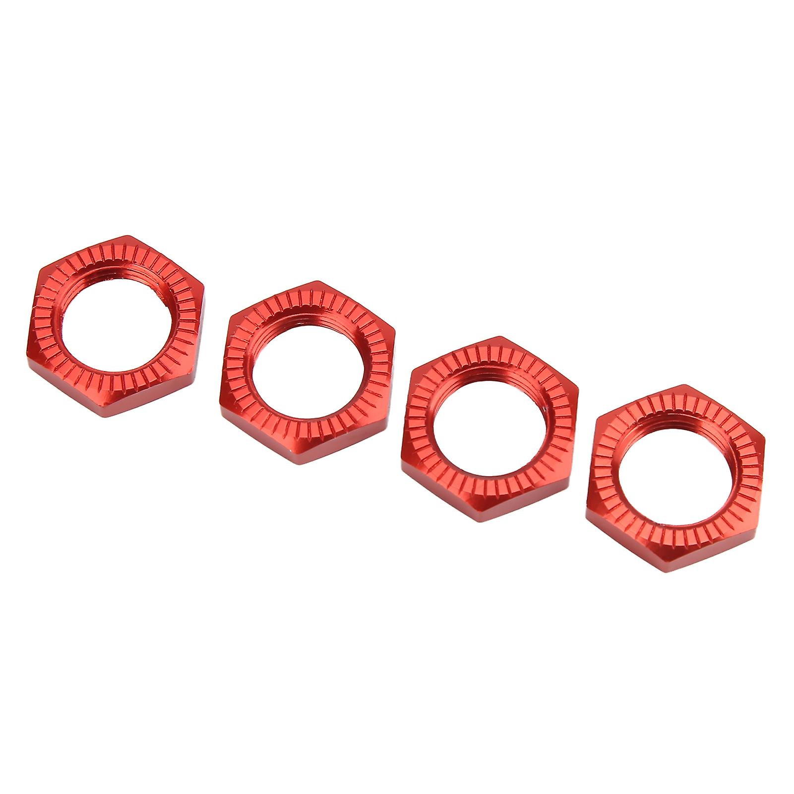 4pcs 17mm Aluminum Alloy Wheel Hex Hub Nut For 1/8 Rc Model Car Upgraded Accessoryred