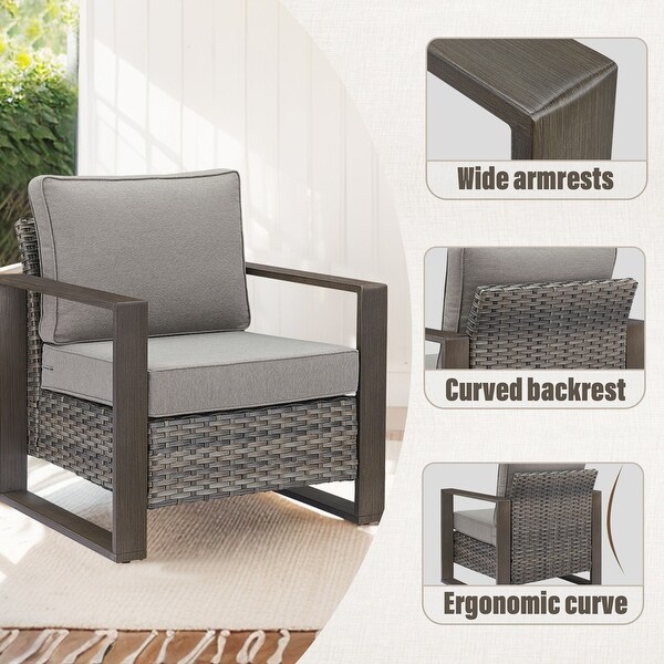 Outdoor Sofa Chair Set with Ottoman and Swivel Chair