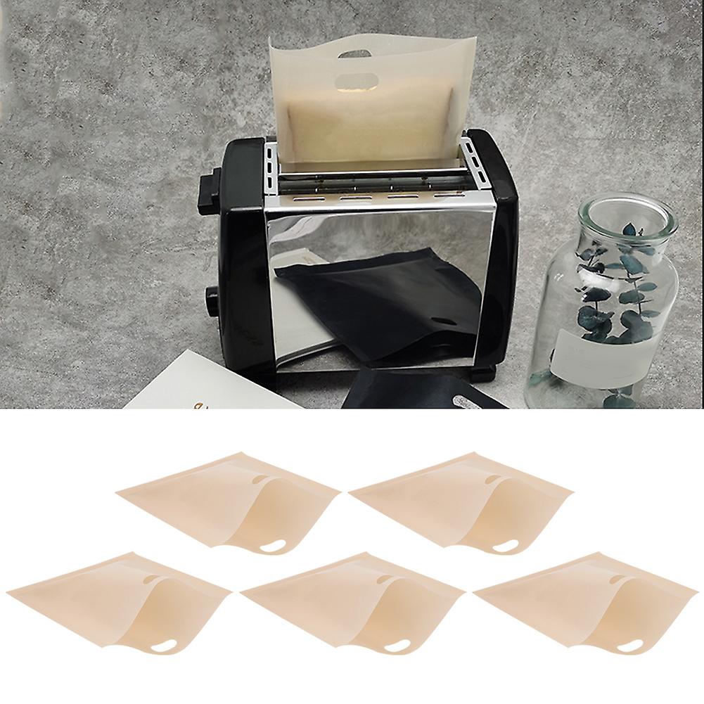 5pcs Reusable Toaster Bags Heat Resistant Non Stick Bread Bags Sandwiches Pizza Heating Container