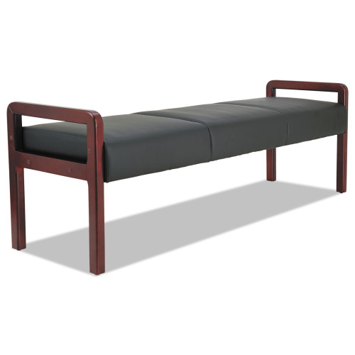 Alera Reception Lounge WL Series Bench， Three-Seater， 65.75w x 22.25d x 22.88h， Black/Mahogany (RL2419M)