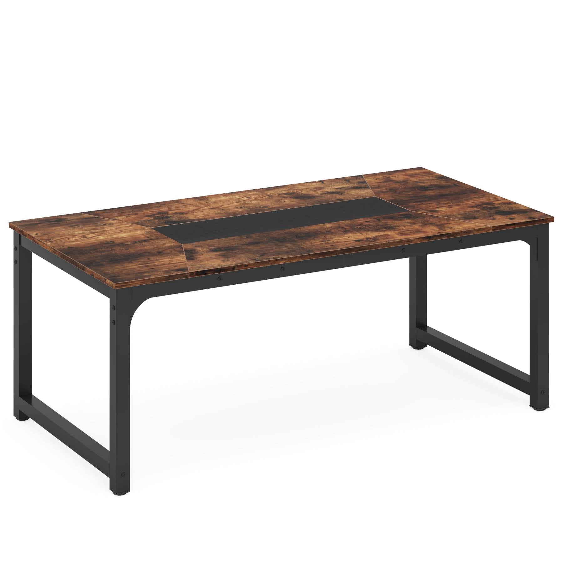 Dining Table for 6-8 Person, Industrial Kitchen Table with Metal Frame