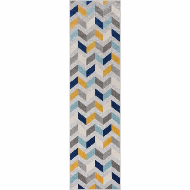 Well Woven Bela Chevron Geometric Indoor Outdoorhigh low Pile Grey Area Rug