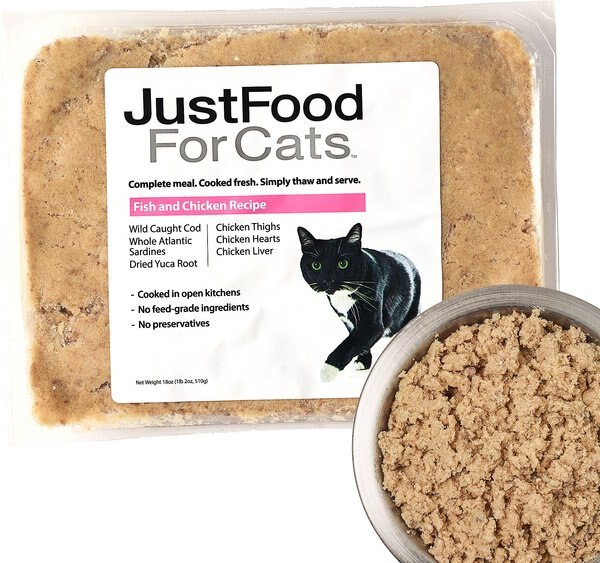 JustFoodForDogs Fish and Chicken Recipe Frozen Human-Grade Fresh Cat Food