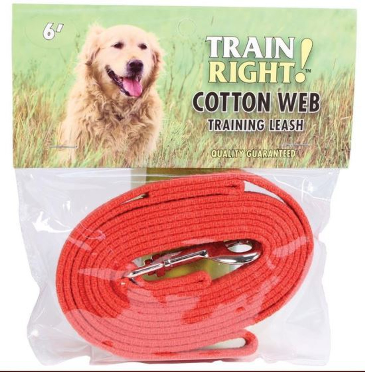 Train Right! Cotton Web Dog Training Leash， Red