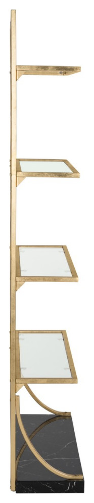 Pami 4 Glass Tier Marble Base Etagere/ Bookcase Gold/ Black/ Clear   Contemporary   Bookcases   by Peachtree Fine Furniture  Houzz