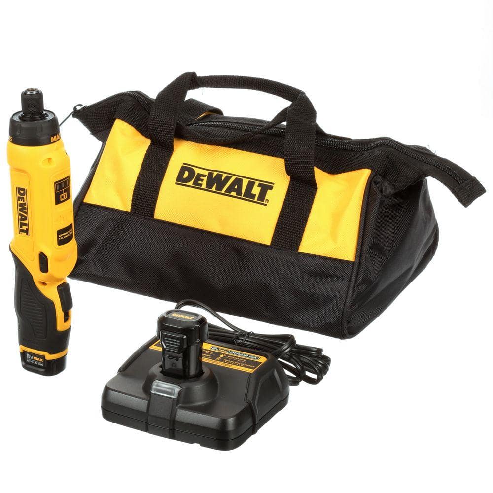 DEWALT 8V MAX Cordless Gyroscopic Screwdriver with Adjustable Handle, (2) 1.0Ah Batteries, Charger, and Bag DCF680N2