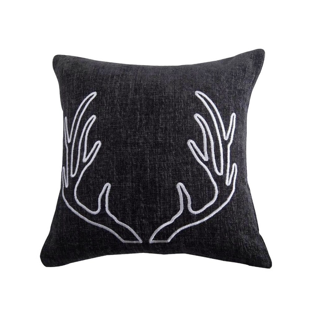 HiEnd Accents Hamilton Chenille Embroidered Antler Pillow  18\