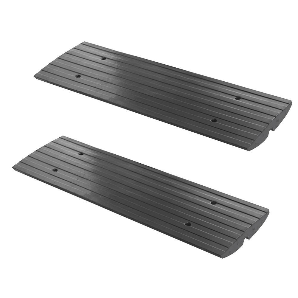 Pyle CarTruck Curb Ramps Driveway Rubber Threshold Car Curb-Side Bridges (Pair) PCRBDR21