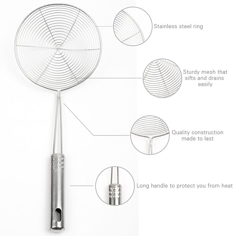 Stainless Steel Mesh Strainer Ladle Spider Skimmer Spoon Fry Utensil， 6.7 Dia