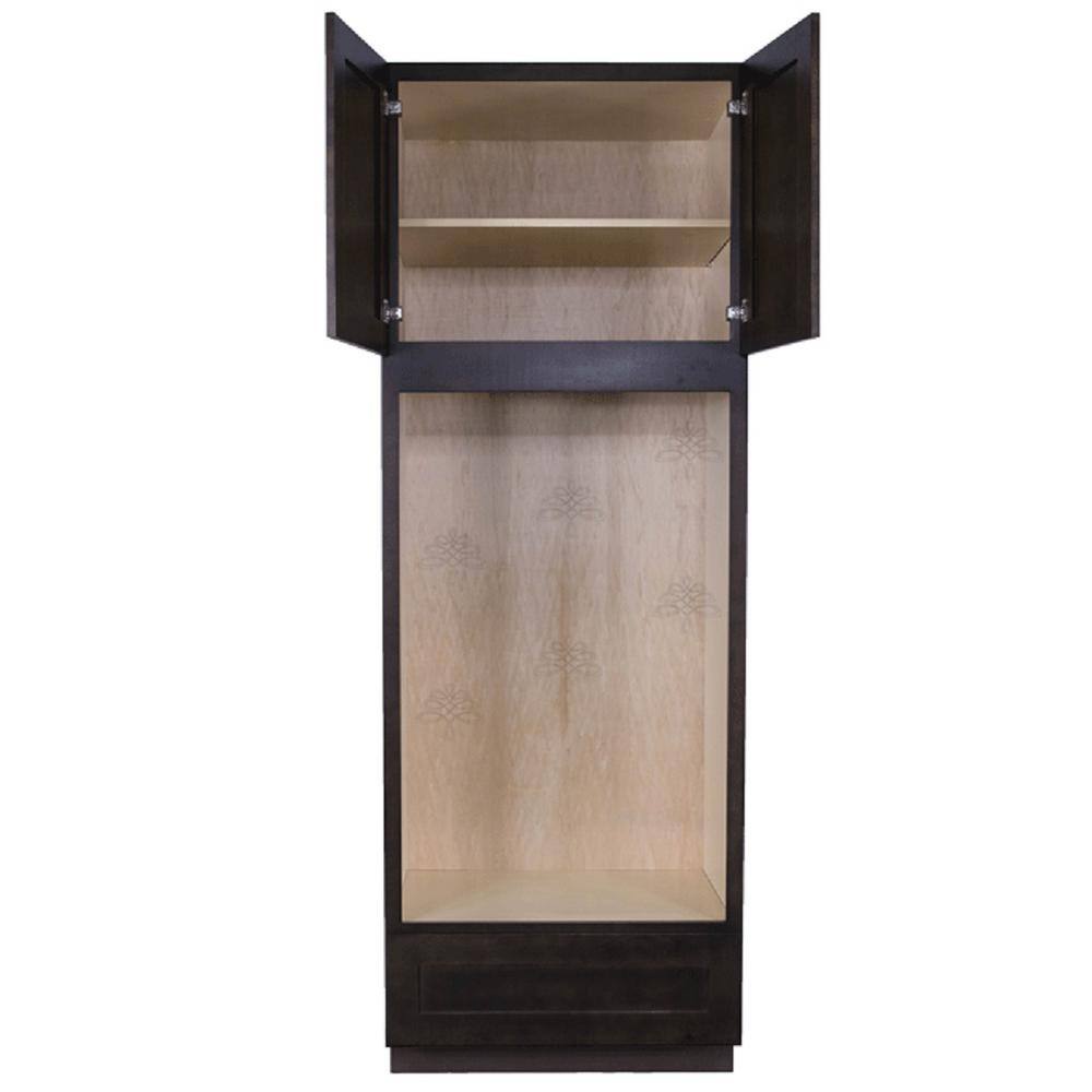 LIFEART CABINETRY Lancaster Shaker Assembled 33 in. x 96 in. x 27 in. Double Oven Cabinet in Vintage Charcoal ALVC-DOC3396