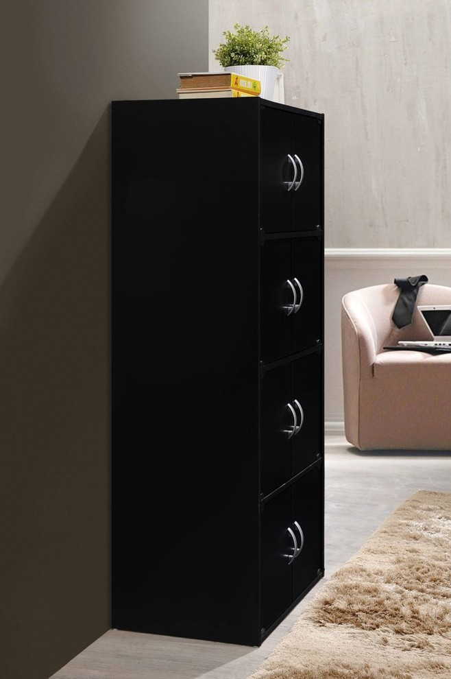 4 Shelf  8 Door Bookcase  Black   Transitional   Bookcases   by Homesquare  Houzz