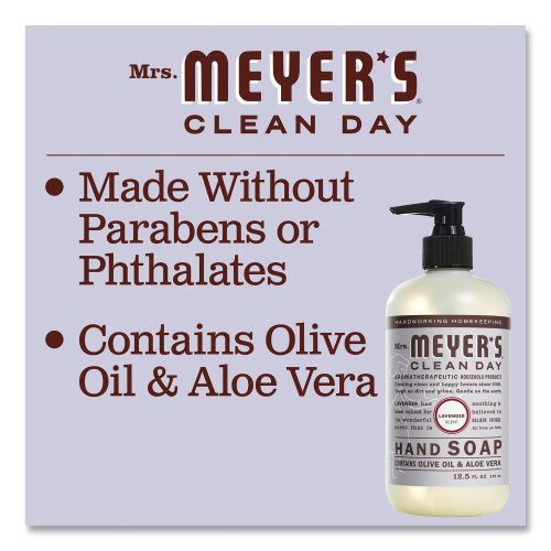 Mrs. Meyer's Clean Day Liquid Hand Soap， Lavender， 12.5 oz， 6/Carton (651311)