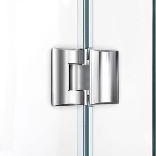 DreamLine Prism Plus 36 in. D x 36 in. W x 72 in. H Semi-Frameless Neo-Angle Hinged Shower Enclosure in Brushed Nickel Hardware SHEN-2636360-04