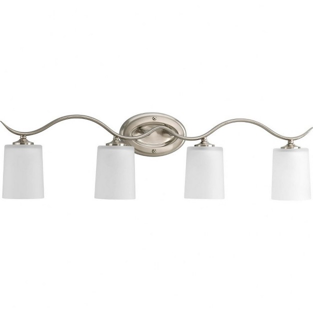 Progress Lighting Inspire 4 light Wall Sconce Brushed Nickel Etched Glass Shades