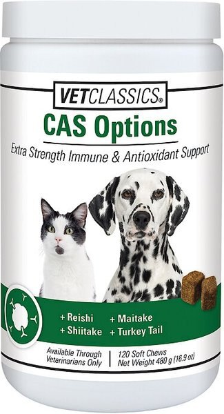 VetClassics CAS Options Extra Strength Immune and Antioxidant Support  Dog and Cat Supplement， 120 count