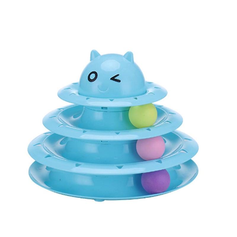 Interactive Cat Toy 3 Layer Circle Track With Moving Balls Turntable And Feather Intellectual Sports