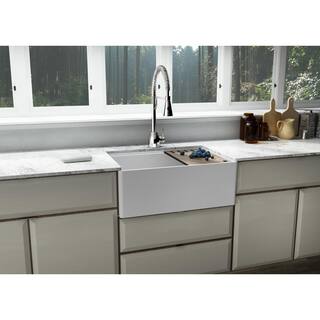 Empire Industries Derby Fireclay 27 in. Single Bowl Farmhouse Kitchen Sink with workstation DER27