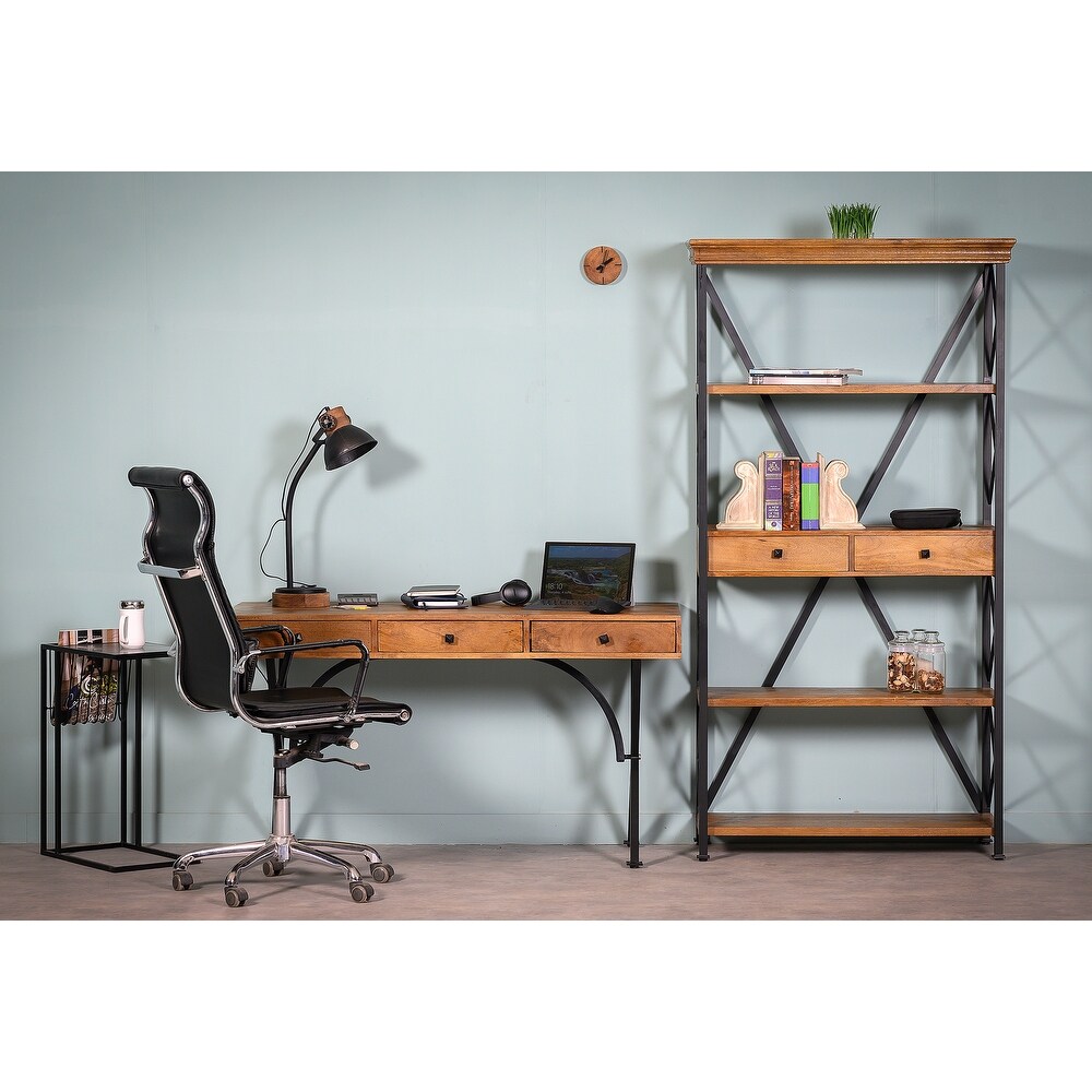 Dakota Wood Metal Tall Etagere Bookshelf