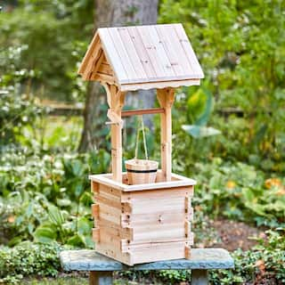 Shine Company Natural Decorative Wood Wishing Well 4986N