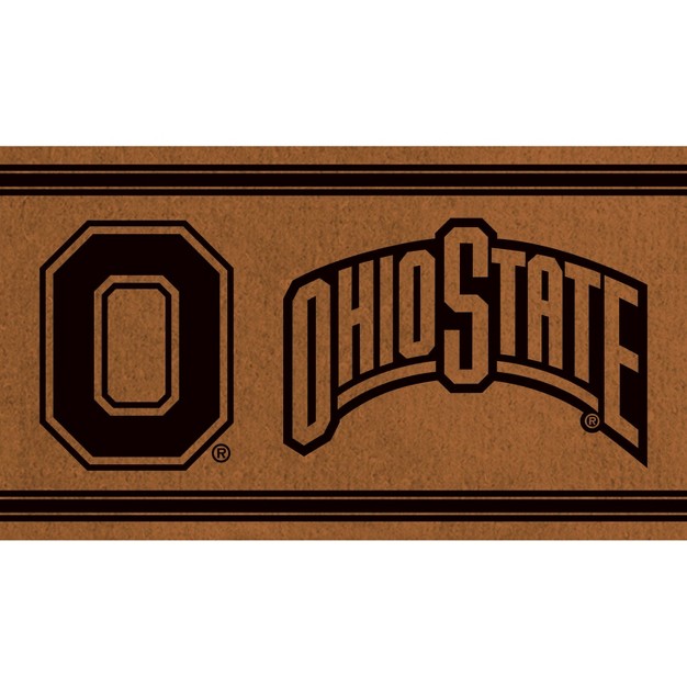 Evergreen Ohio State University Logo Turf Mat Brown 28 X 16 Inches Indoor Outdoor Doormat