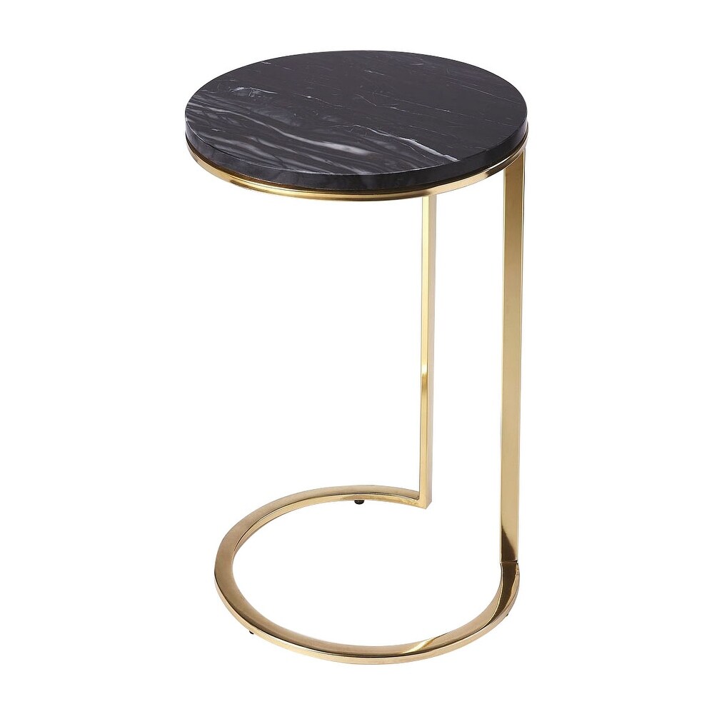 Modern Marble and Metal Round Side Table - Multicolor