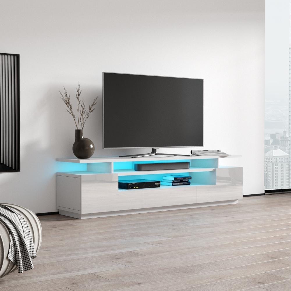 Strick   Bolton Sparkes 77 inch High Gloss TV Stand with LED Lights