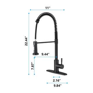 YASINU Single-Handle Deck Mount Pull Down Sprayer Kitchen Faucet with Deckplate Included in Stainless Steel Matte Black YNAB432-MB