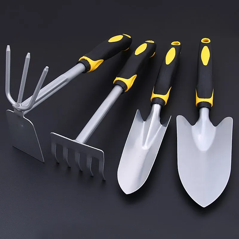 Durable Customised 4 Piece Heavy Duty Garden tool Kit Includes Hand Trowel  Transplant Trowel and Cultivator Hand Rake