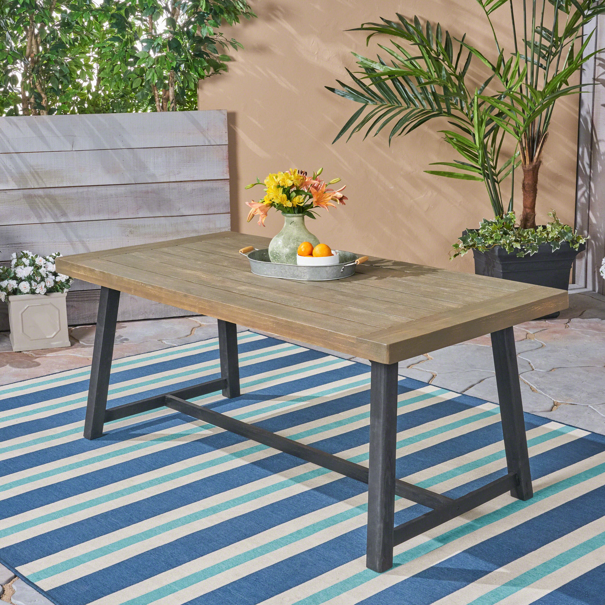 Toby Outdoor Acacia Wood Dining Table