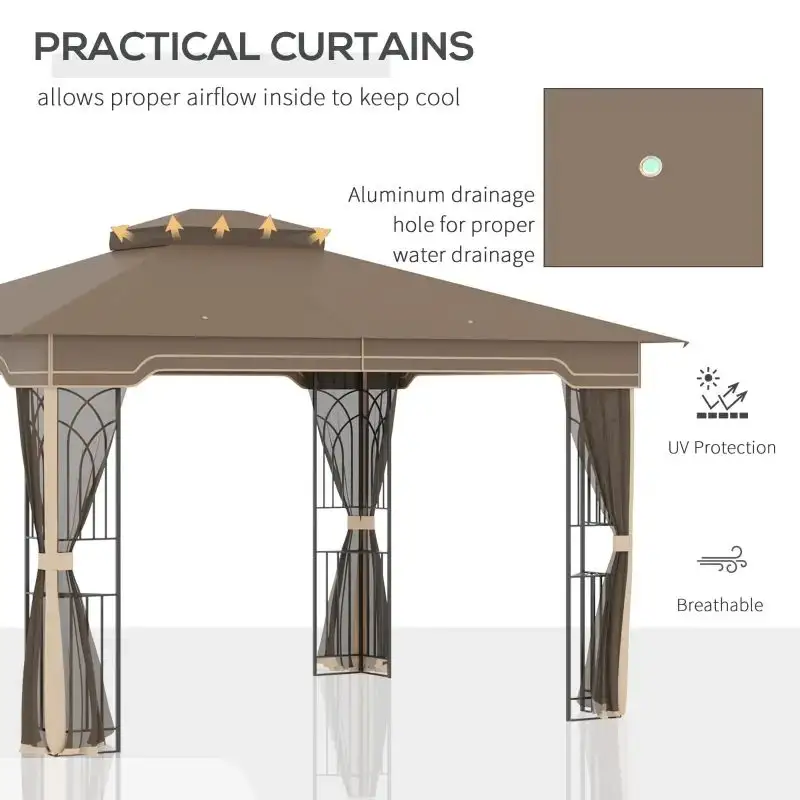 Spark 3x3M Manufacturer Supply Waterproof Portable Iron Gazebo Tent With Mosquito Outdoor Gazebo Canopy Shelter