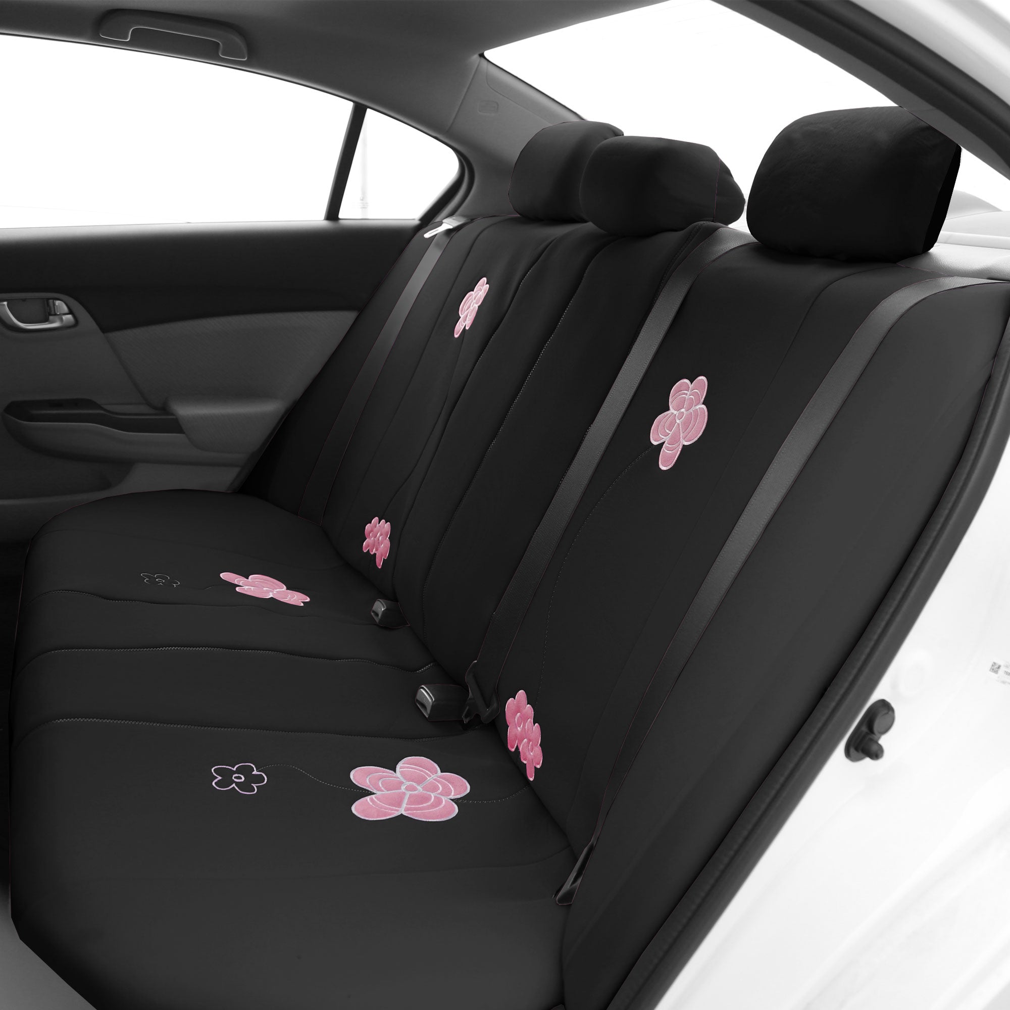 TLH Black Floral Seat Covers Full Set， Universal Fit for Cars， Auto， SUVs