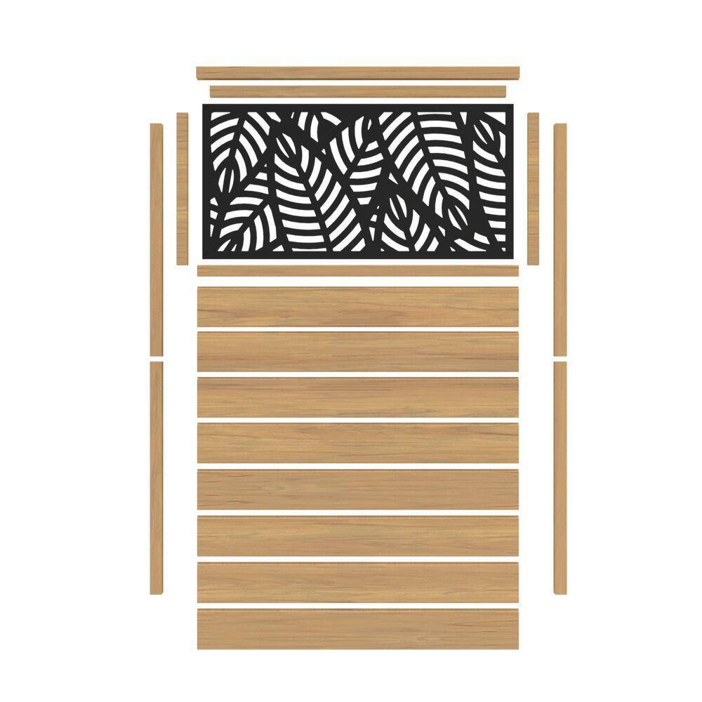 Barrette Outdoor Living 6 ft. x 4 ft. Cypress Vinyl Fence with Sanibel Black Decorative Screen 73032564