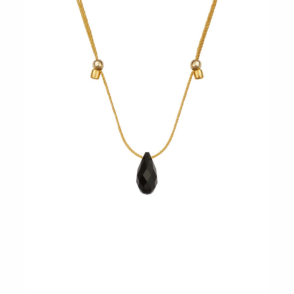 &Livy  Hyevibe Crystal Silk Slider Necklace in Jet